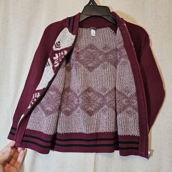 Tea Collection Full Zip High Collar Sweater Boy's Size 6/7 in Maroon and Gray - Picture 2 of 12